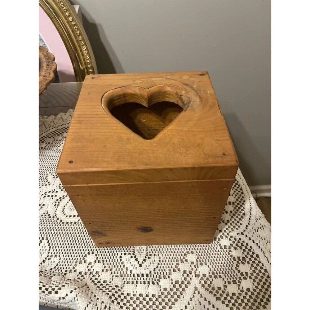 Handmade Wood Heart tissue box cover